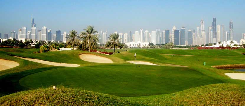 Villa and fairway views at Emirates Hills, archive illustration