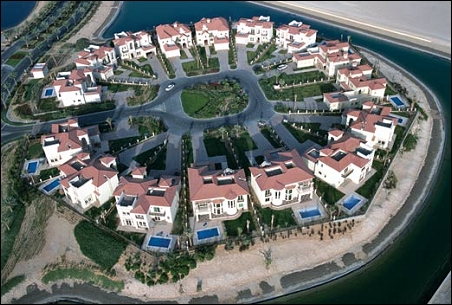 Canal and villas at Jumeirah Islands, archive illustration